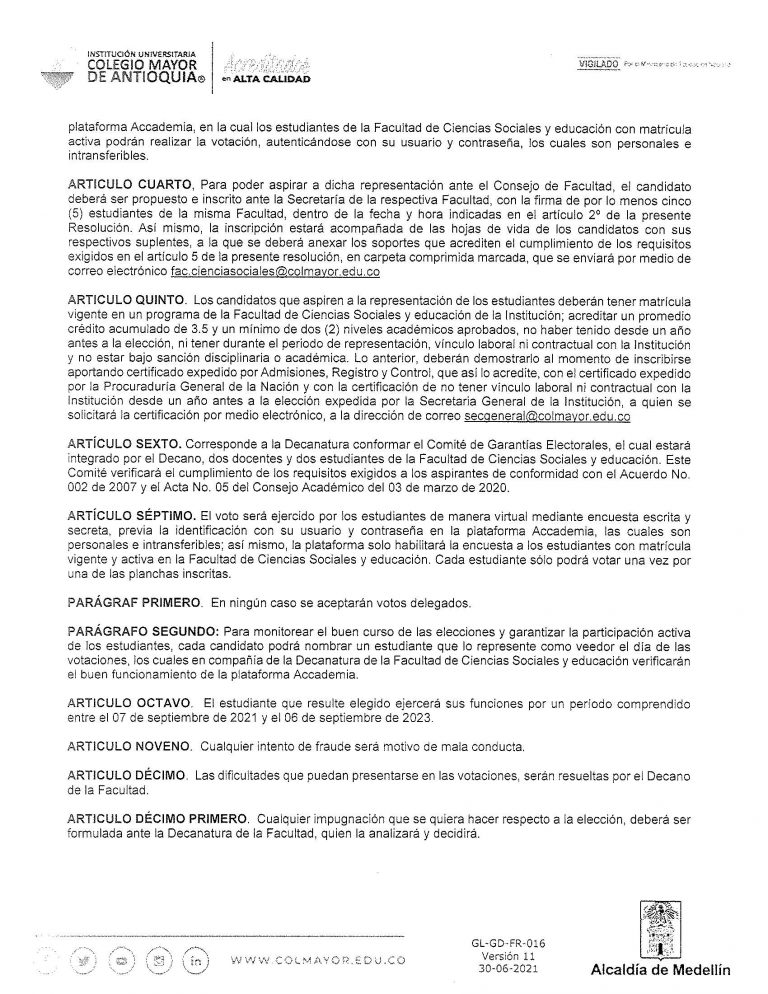 Elección de estudiante representante ante el Consejo de Facultad de ...