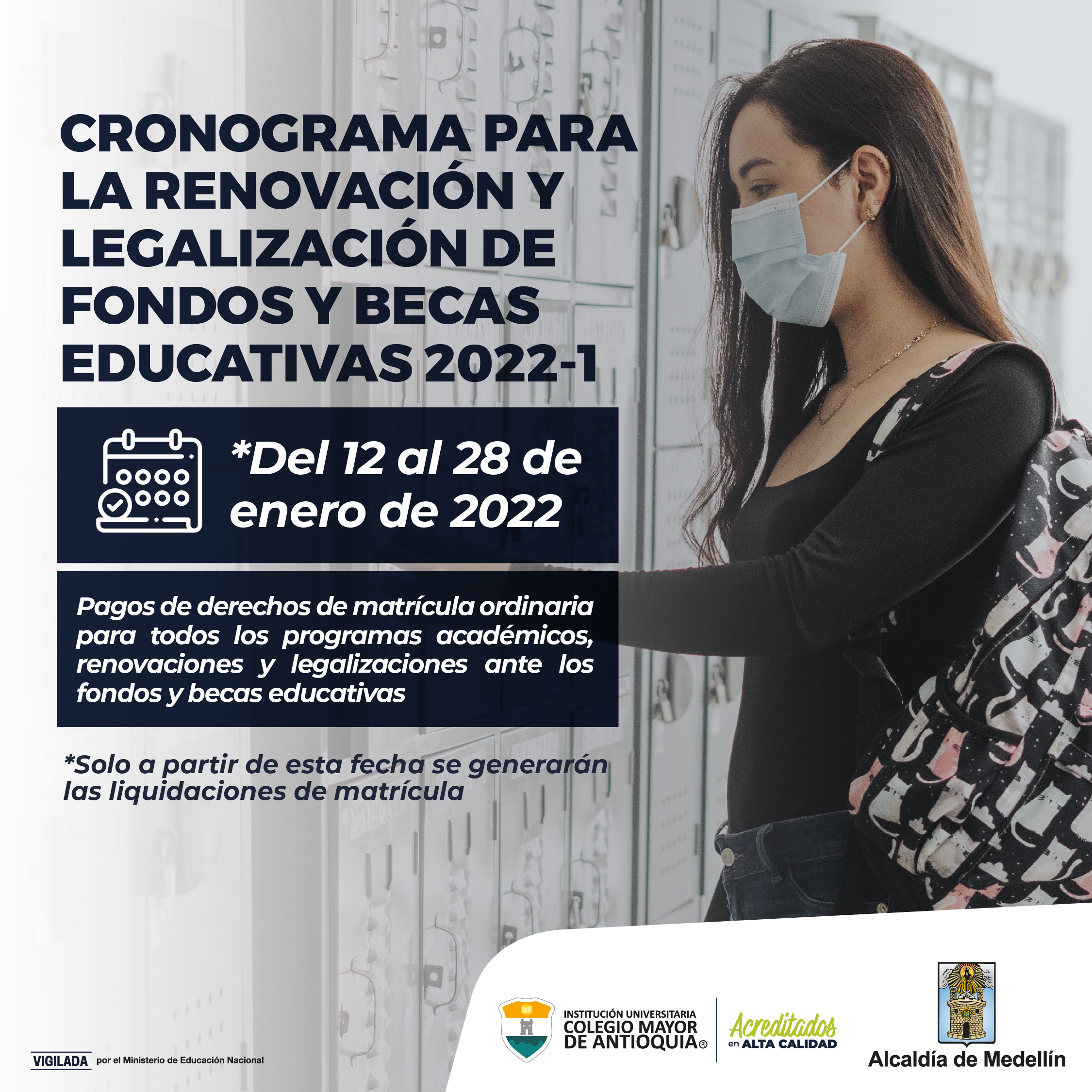 Cronograma para la renovación y legalización de fondos y becas educativas 2022-1