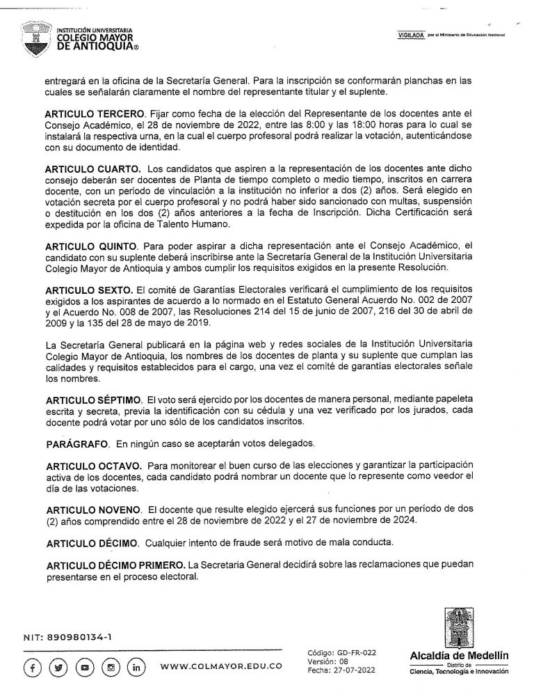 Convocatoria de elección del representante de los docentes ante el ...