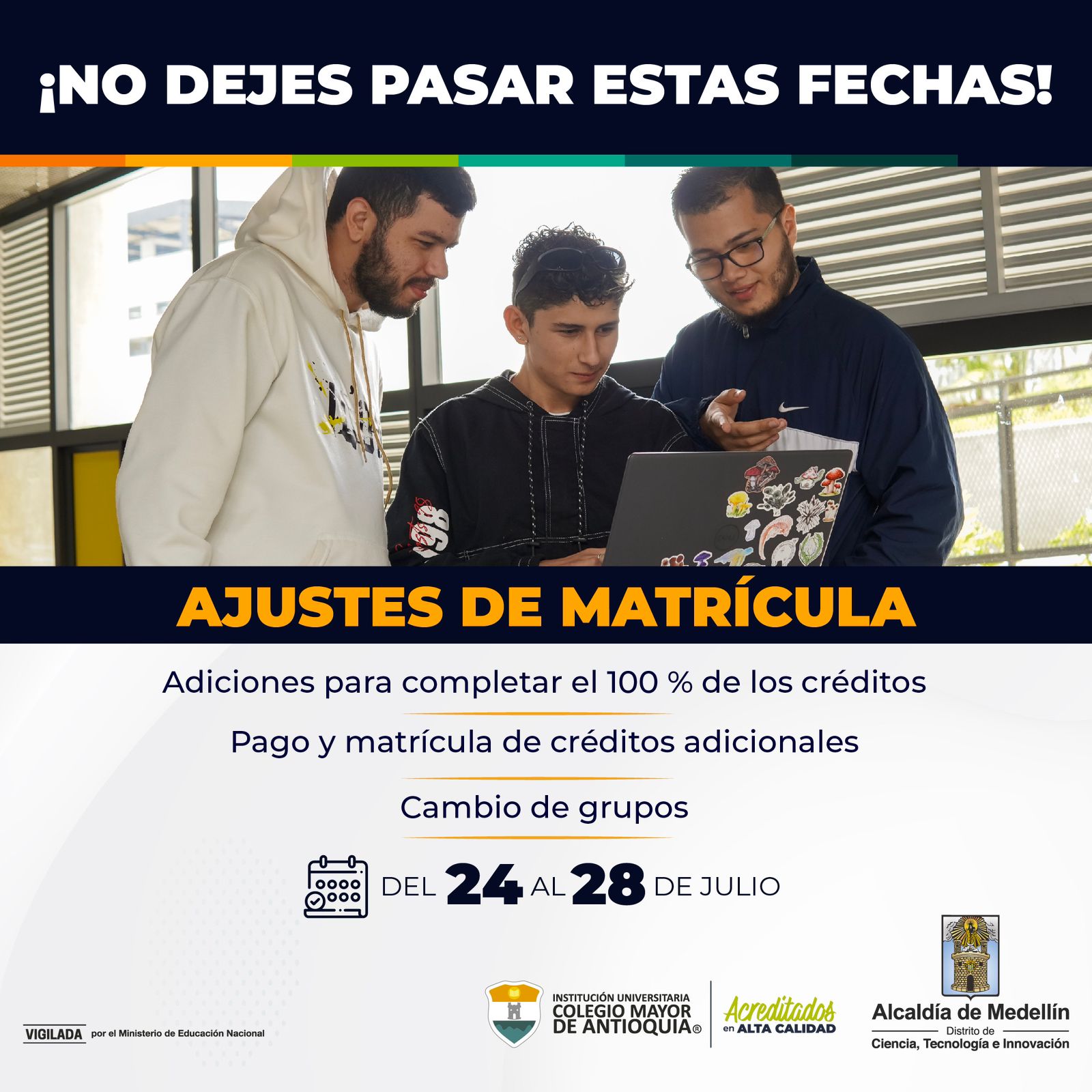 Ajustes de matrícula, cambio de grupo y créditos adicionales 2023-2