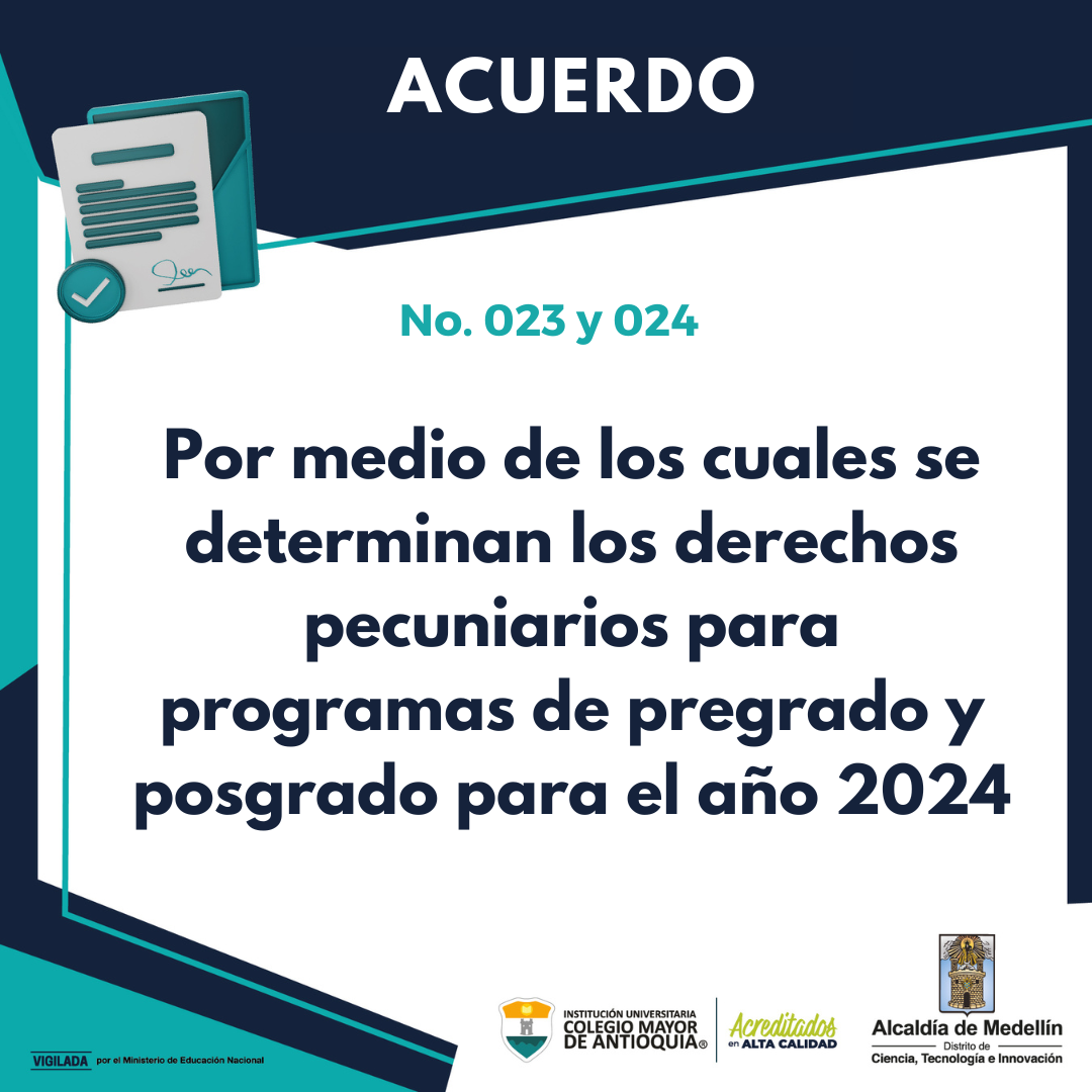 Determinación de los derechos pecuniarios para programas de pregrado y posgrado para el año 2024