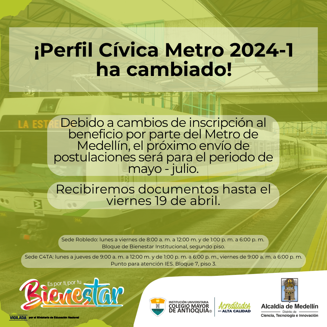 Convocatoria: perfil estudiantil en Metro-Cívica