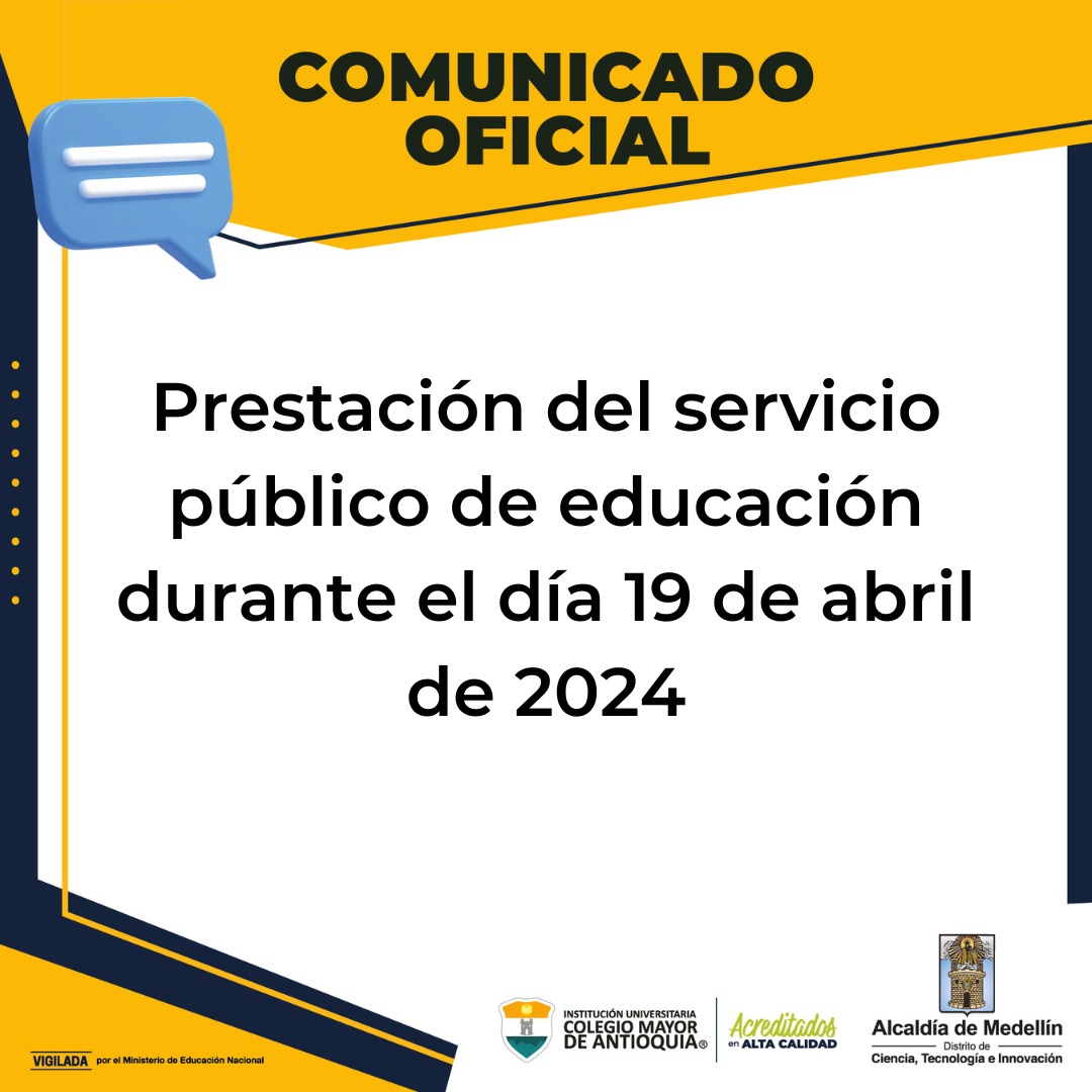 Prestación del servicio público de educación durante el día 19 de abril de 2024