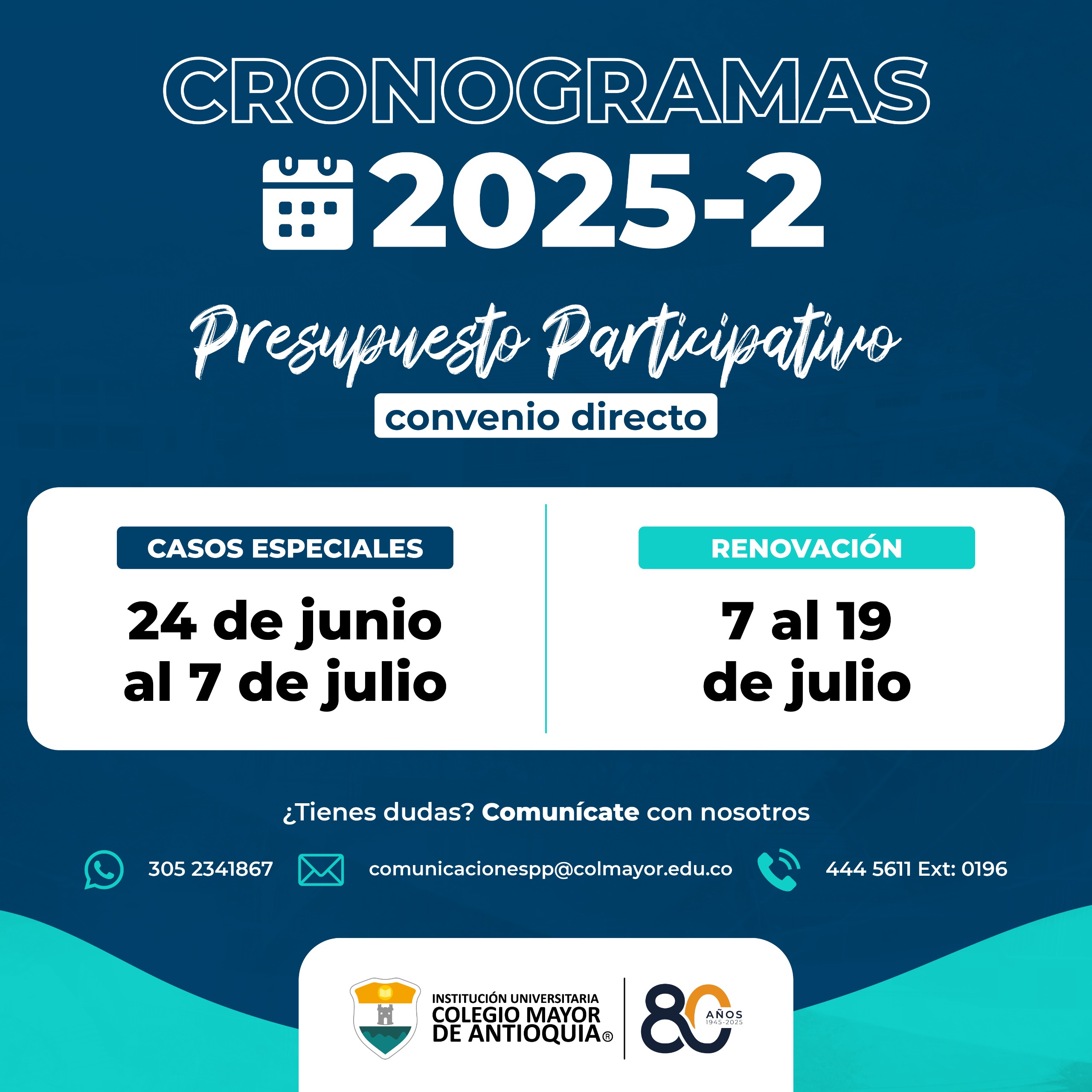 Cronogramas de casos especiales al Comité Articulador y renovación de Presupuesto Participativo convenio directo, 2025-2