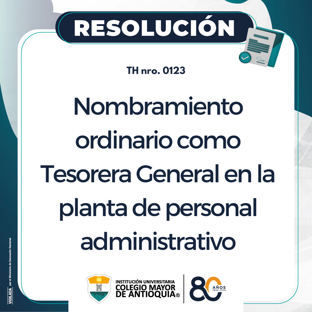 Nombramiento ordinario como Tesorera General en la planta de personal administrativo