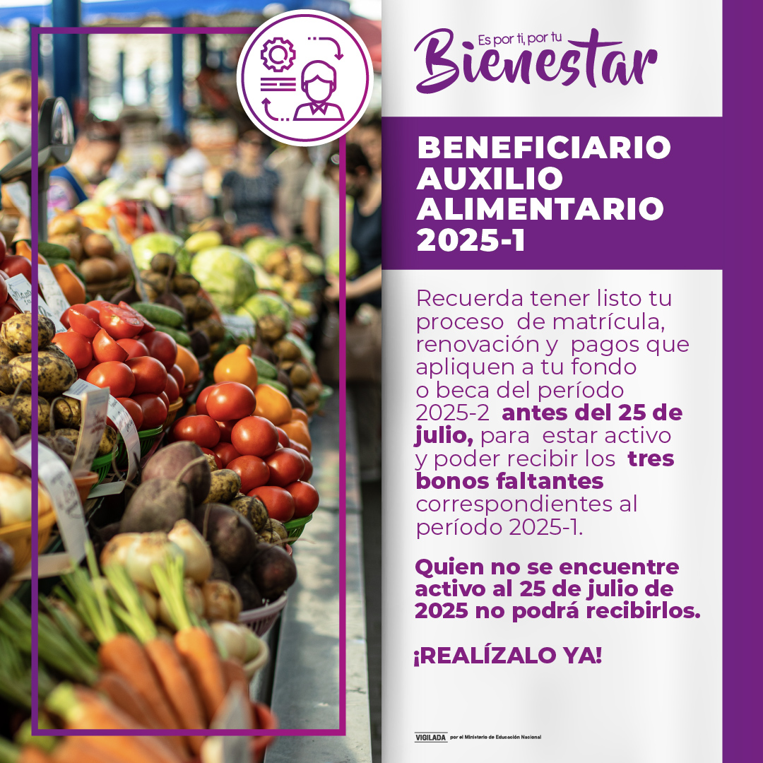 Requisito para recibir los bonos pendientes del Auxilio Alimentario 2025-1