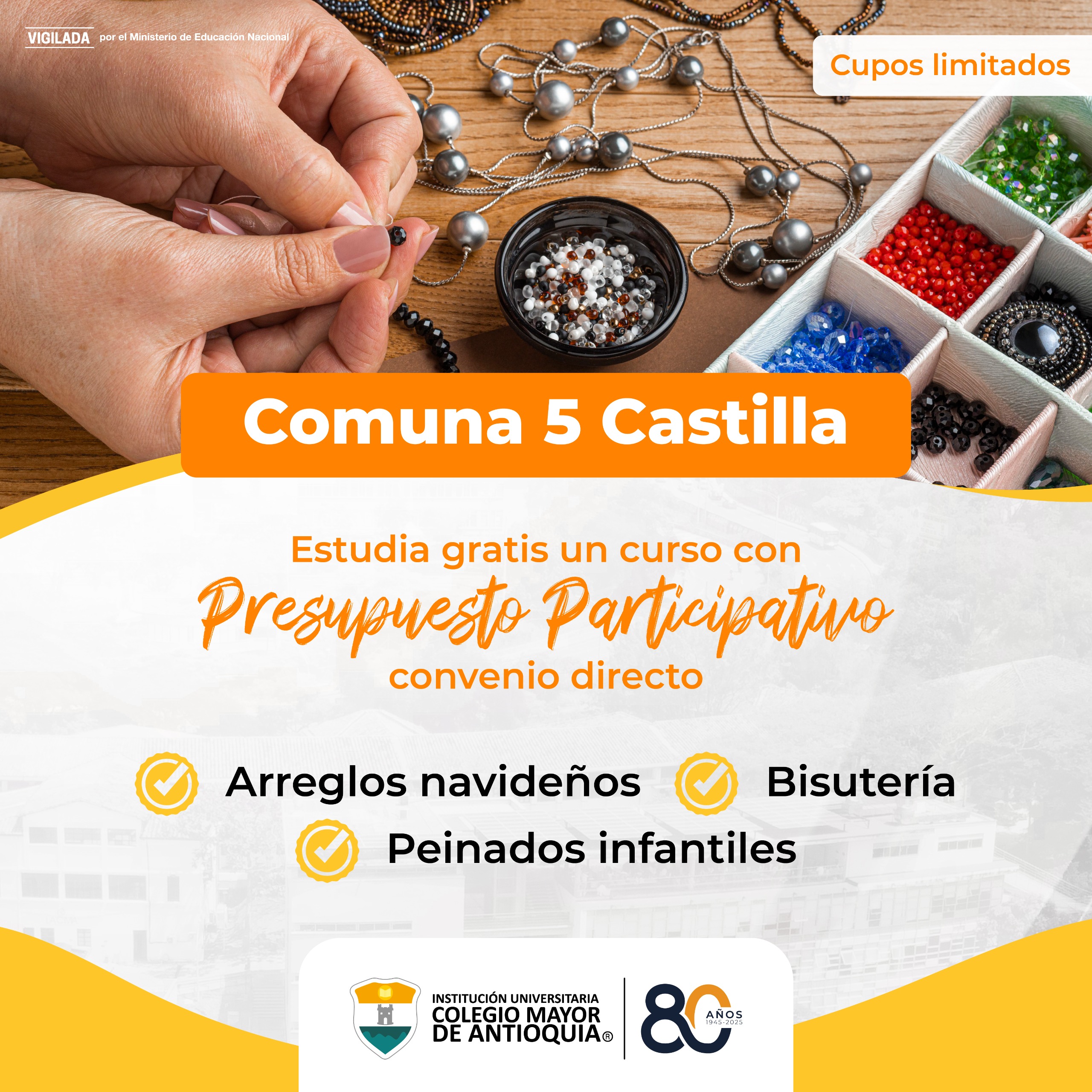 Comuna 5, estudia gratis un curso en Bisutería, Adornos Navideños o Peinados Infantiles