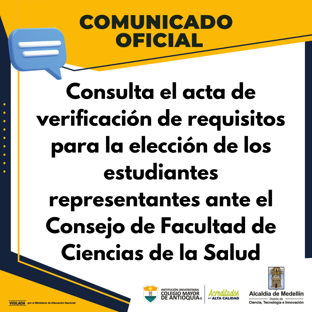 Acta del Comité de Garantías Electorales, para los estudiantes candidatos a representante ante el Consejo de Facultad de Ciencias de la Salud