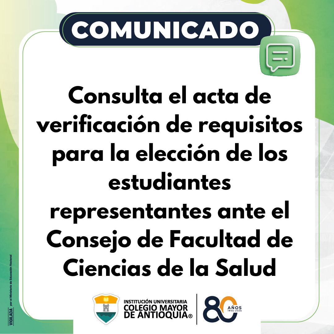 Acta del Comité de Garantías Electorales, para los estudiantes candidatos a representante ante el Consejo de Facultad de Ciencias de la Salud