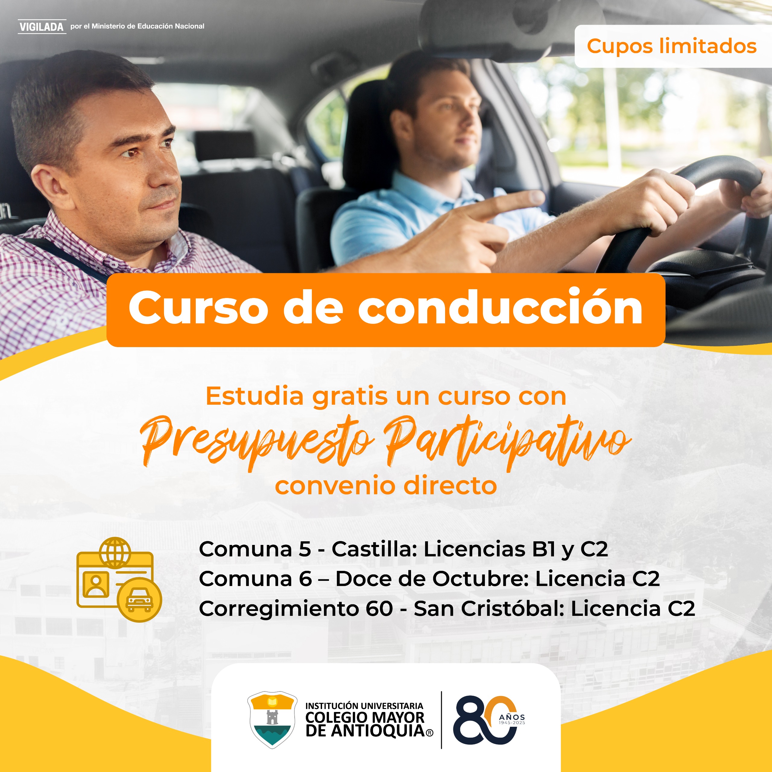 Realiza gratis un curso de conducción y expide tu licencia con Presupuesto Participativo – Comunas 5, 6 y 60