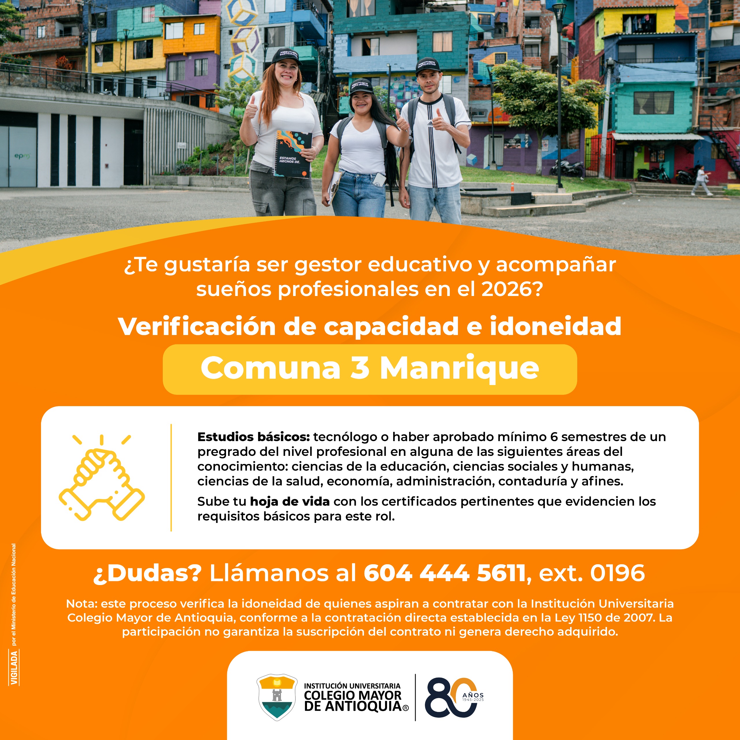 ¿Te gustaría ser gestor educativo de Presupuesto Participativo para la comuna 3 en el 2026? – Verificación de capacidad e idoneidad