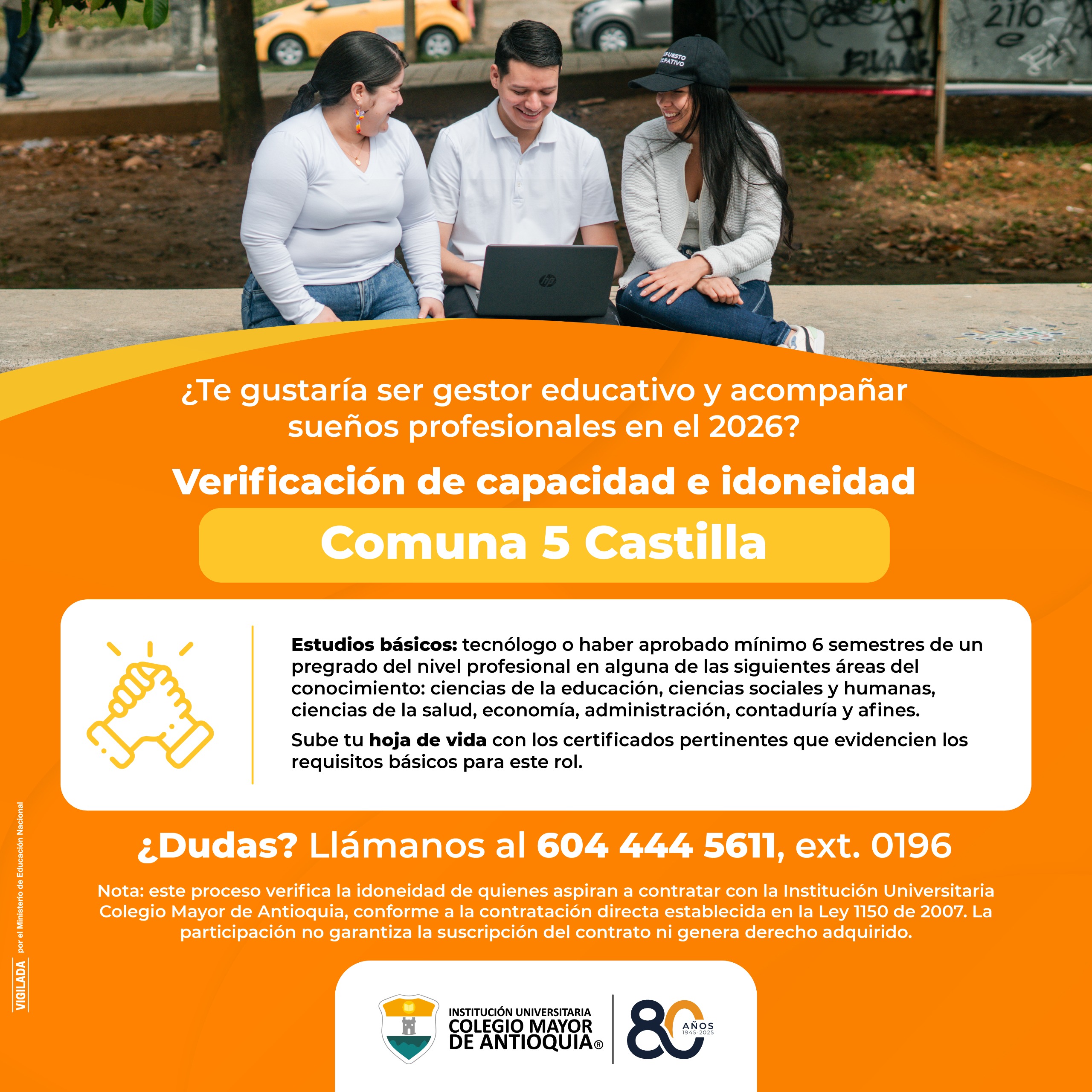 ¿Te gustaría ser gestor educativo de Presupuesto Participativo para la comuna 5 en el 2026? – Verificación de capacidad e idoneidad