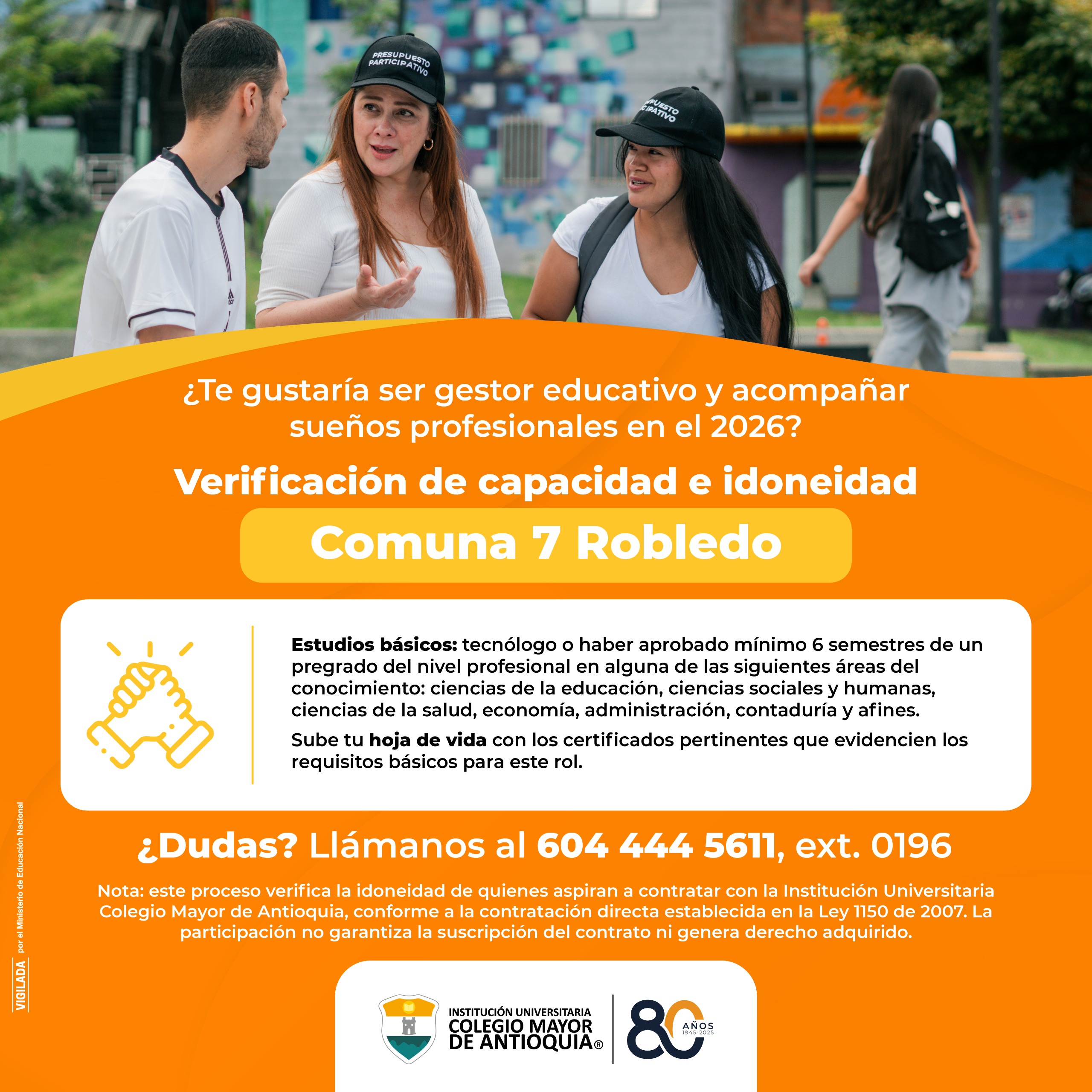 ¿Te gustaría ser gestor educativo de Presupuesto Participativo para la comuna 7 en el 2026? – Verificación de capacidad e idoneidad