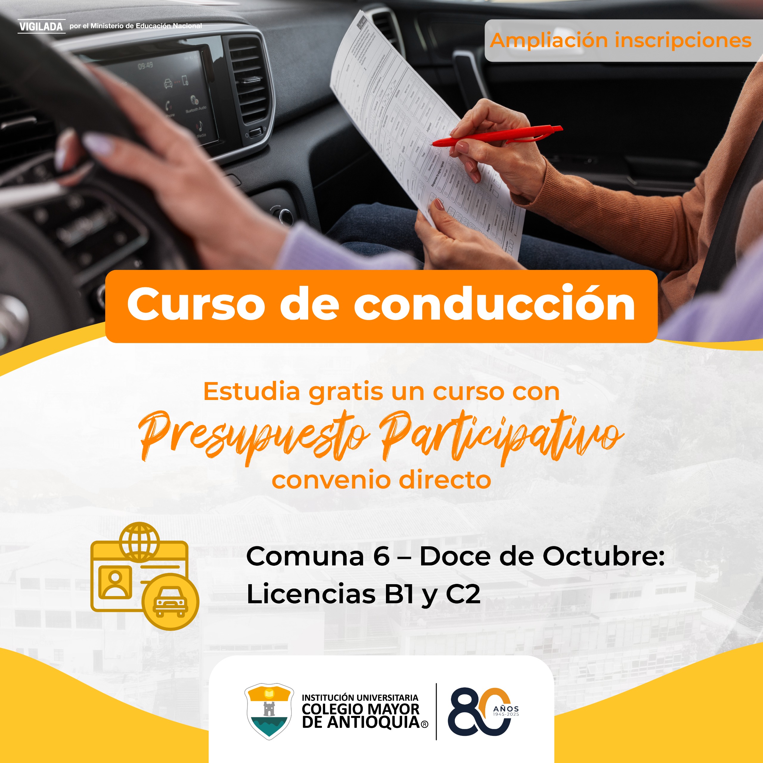 Ampliación de inscripciones – Curso de conducción para Licencias B1 y C2 (Comuna 6 Doce de Octubre)