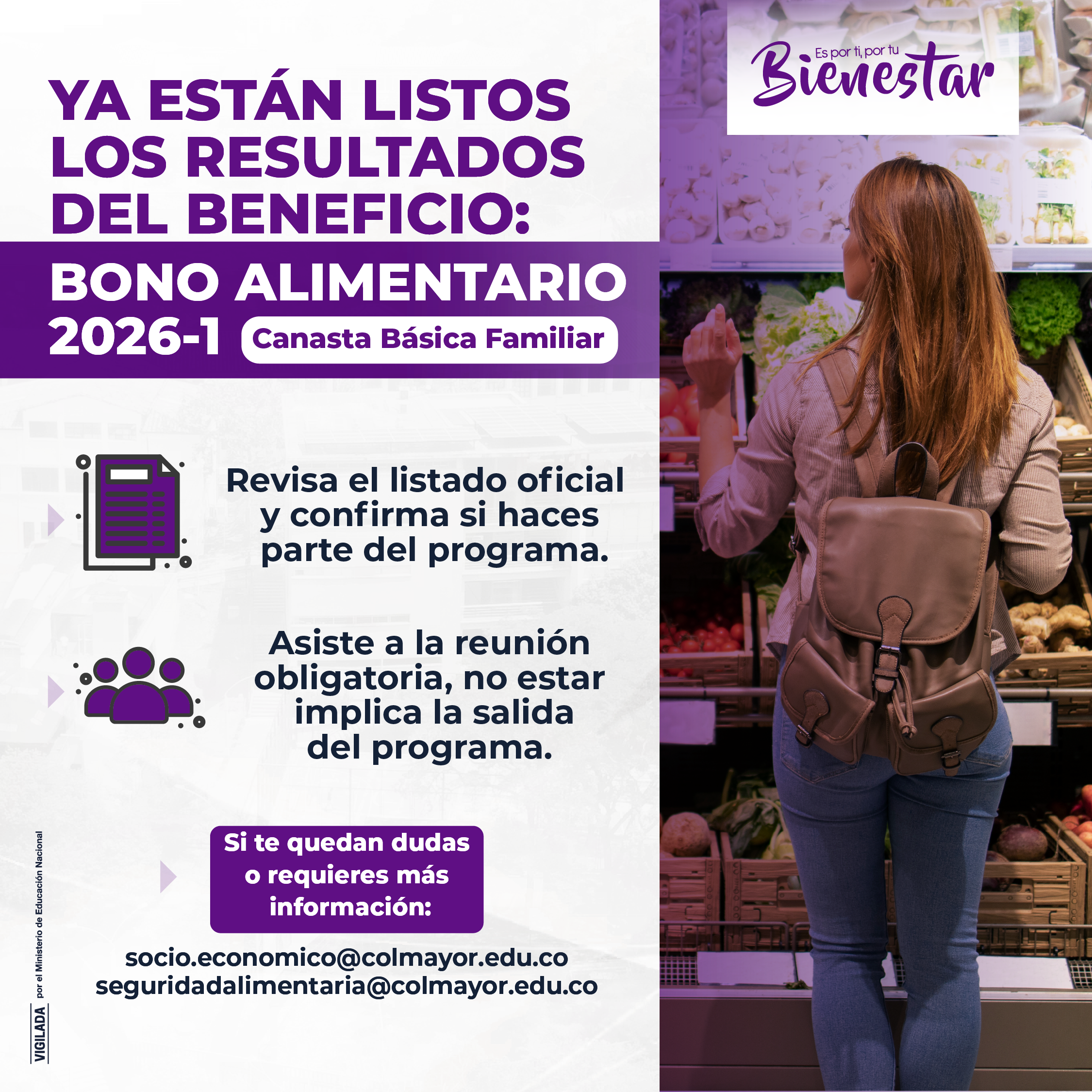 Beneficiarios de la convocatoria de Bono Alimentario 2026-1 (Canasta básica familiar)