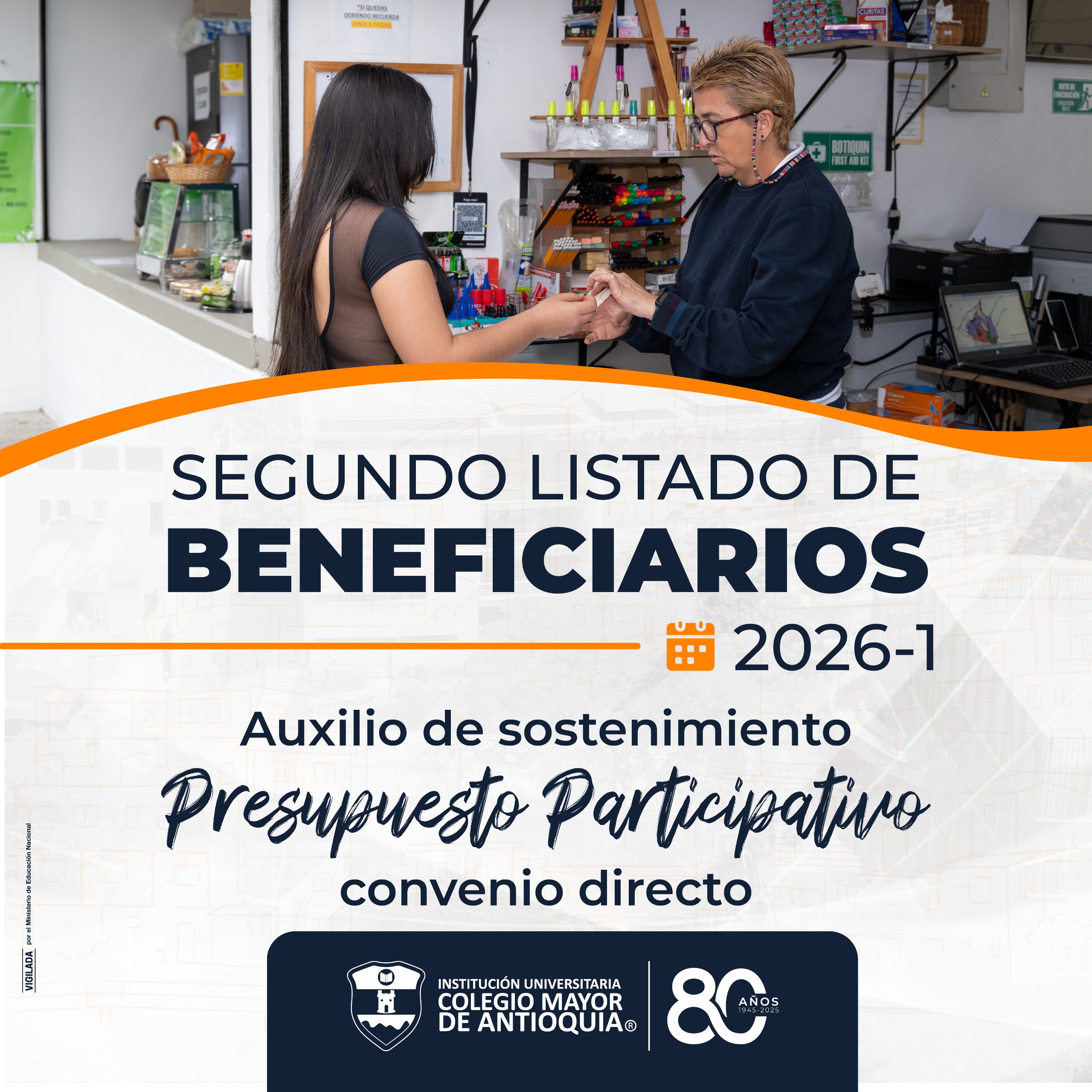 Segundo listado de beneficiarios – Auxilio de sostenimiento PP convenio directo 2026-1