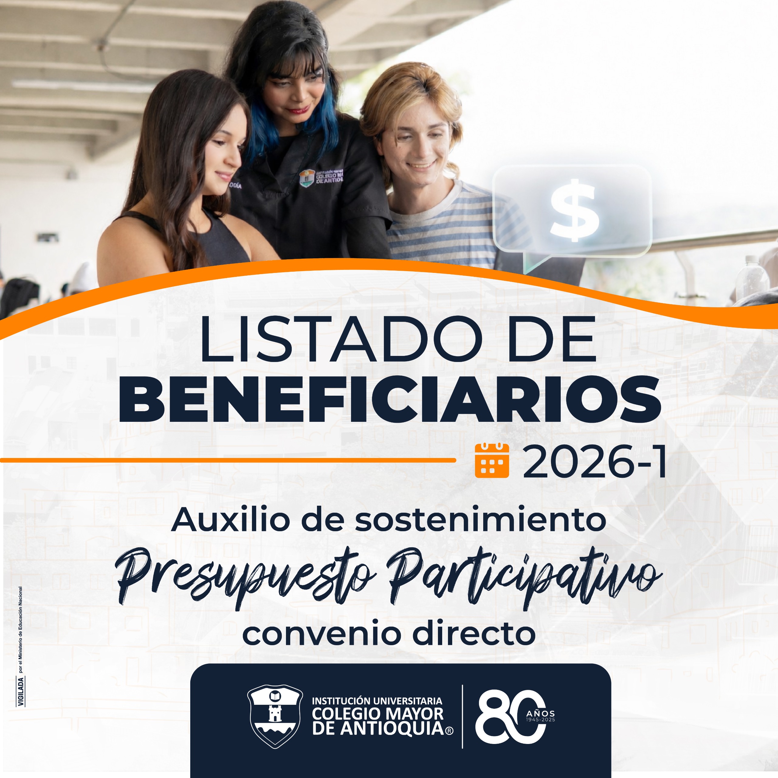 Listado de beneficiarios – Auxilio de sostenimiento PP convenio directo 2026-1