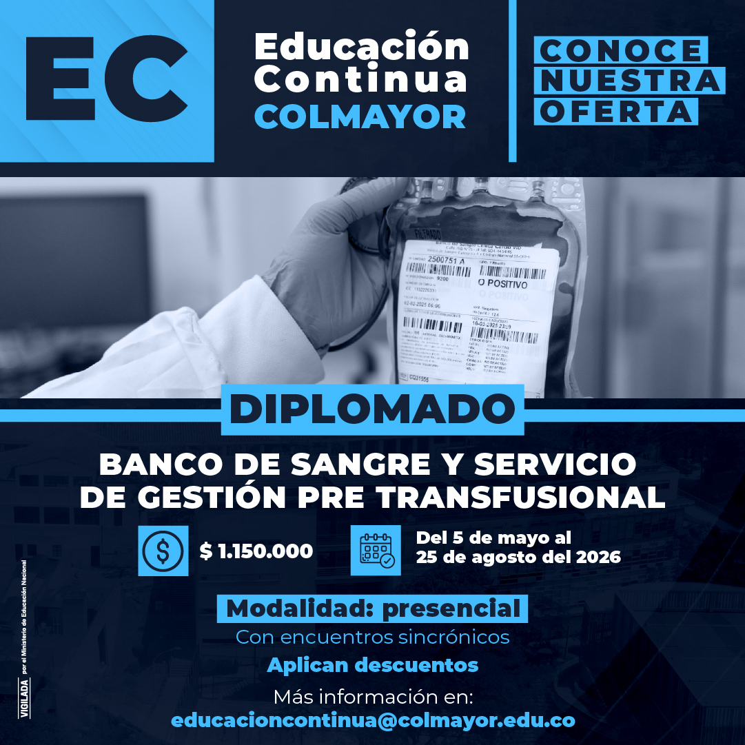 Diplomado en banco de sangre y servicio de gestión pre transfusional