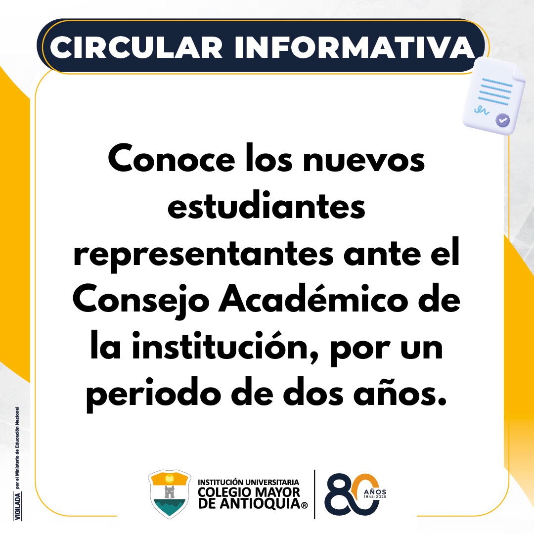 Conoce los nuevos estudiantes representantes ante el Consejo Académico de la institución