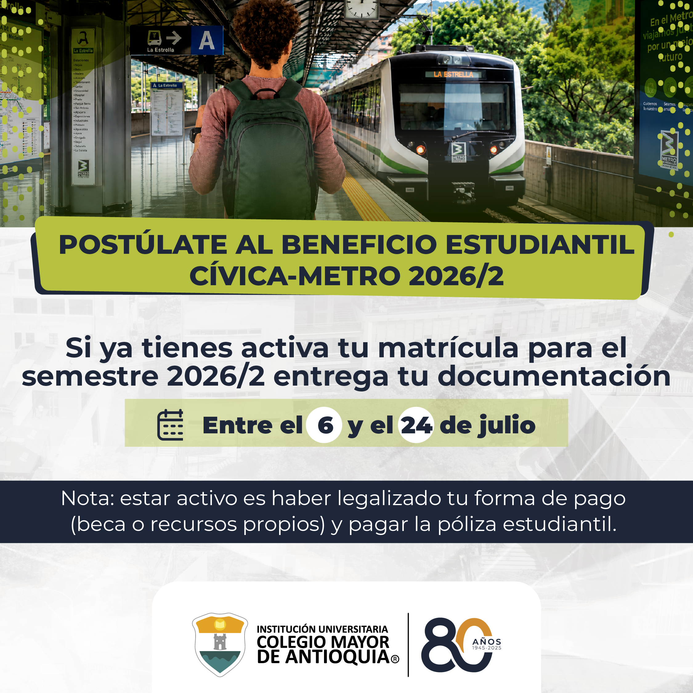 Convocatoria, perfil estudiantes Cívica – Metro