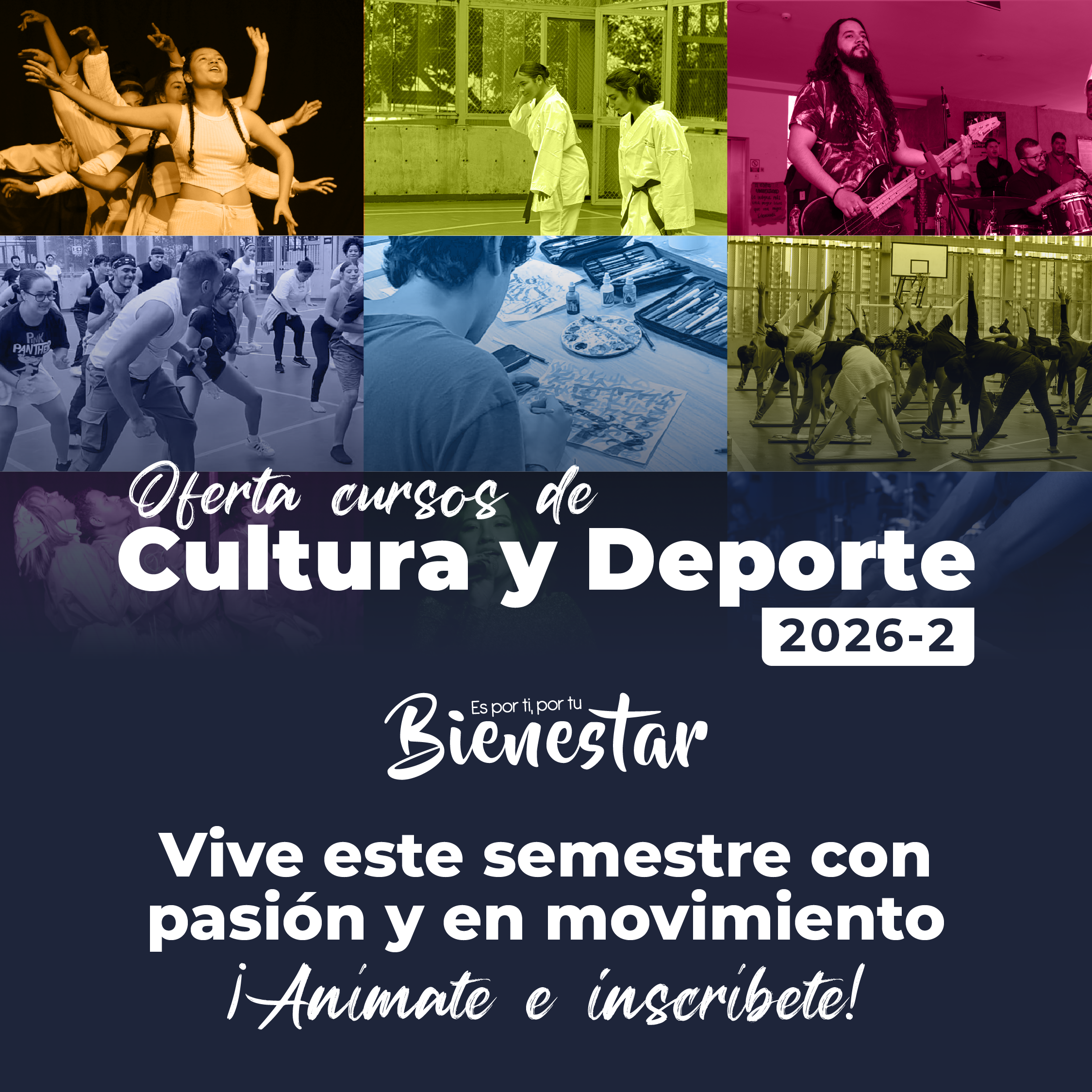Vive tu semestre con pasión y en movimiento, conoce la programación de los cursos de cultura y deporte 2026-2