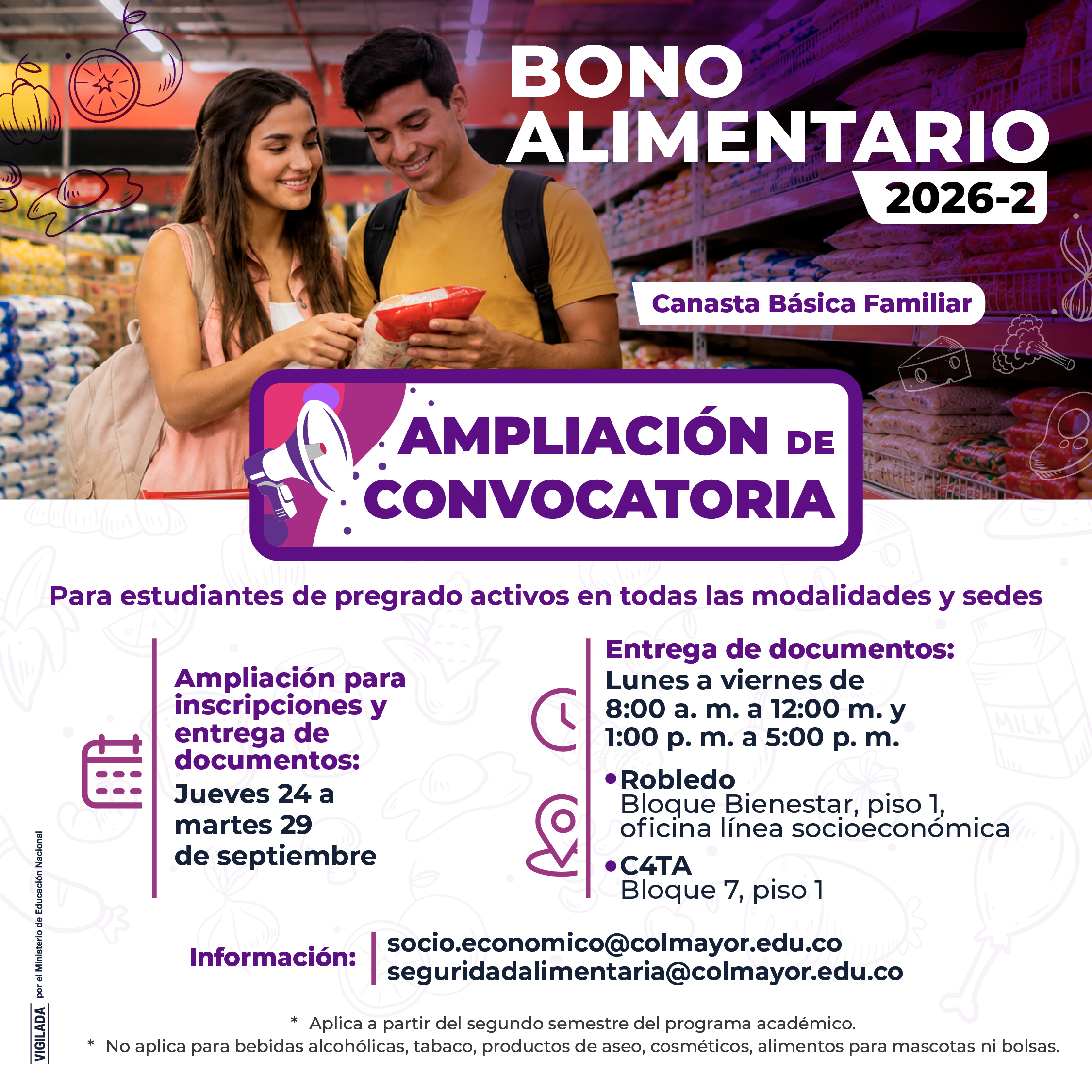 Ampliación de la convocatoria de Bonos Alimentarios 2026-2