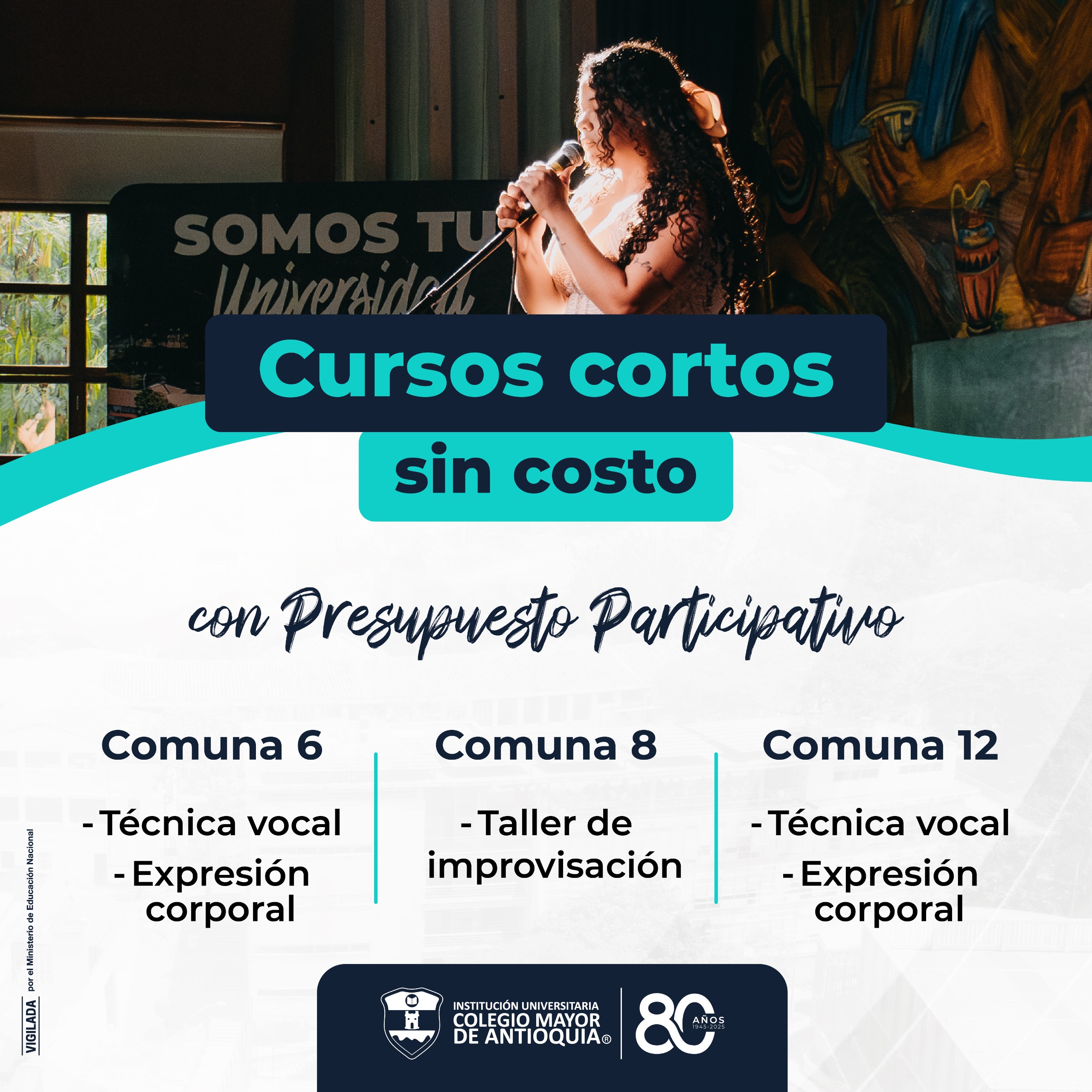 Impulsa tu talento con los cursos cortos certificables de artes, priorizados con recursos de Presupuesto Participativo – Comunas 6, 8 y 12