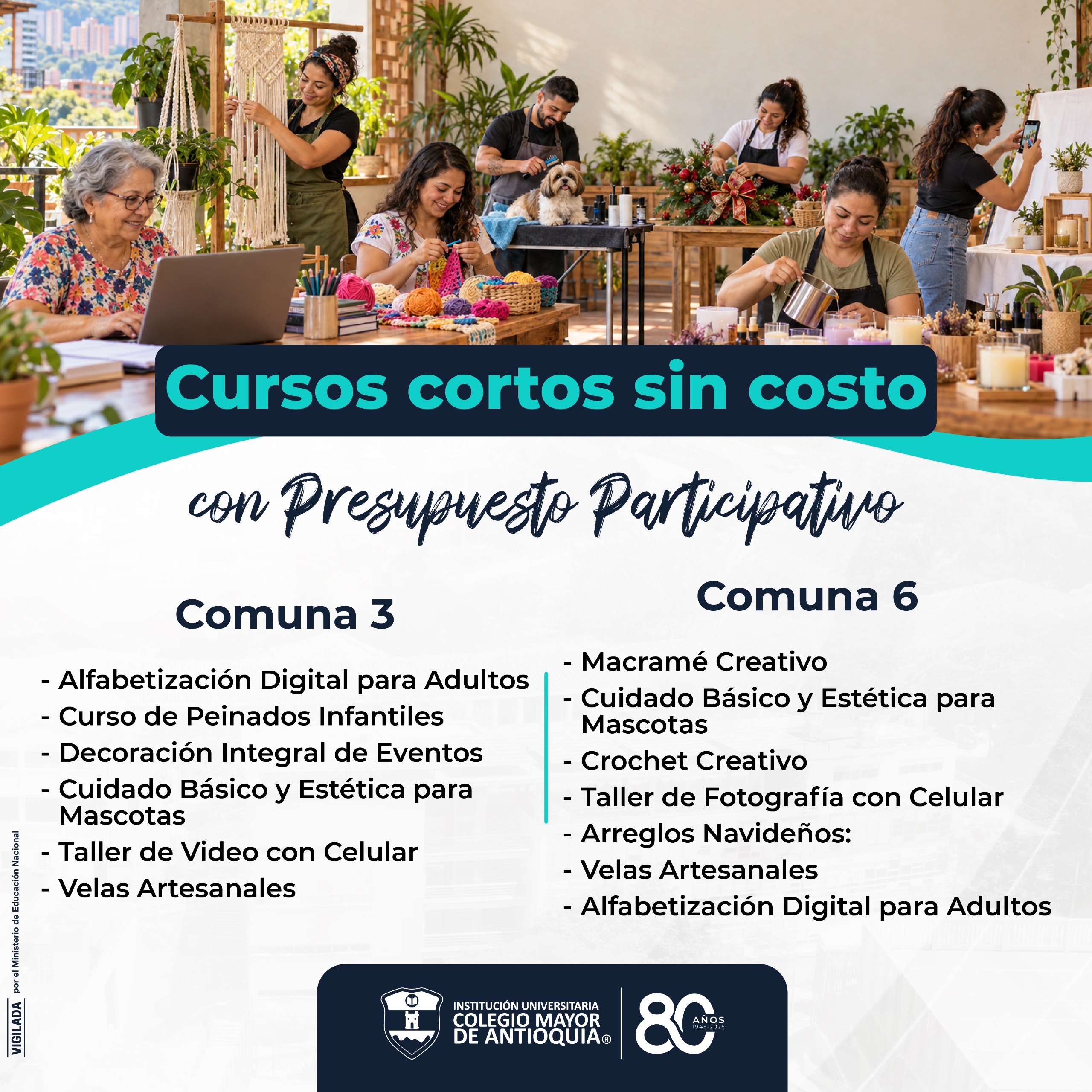 Estudia sin costo un curso corto de artes y oficios con PP – Comunas 3 Manrique y 6 Doce de Octubre